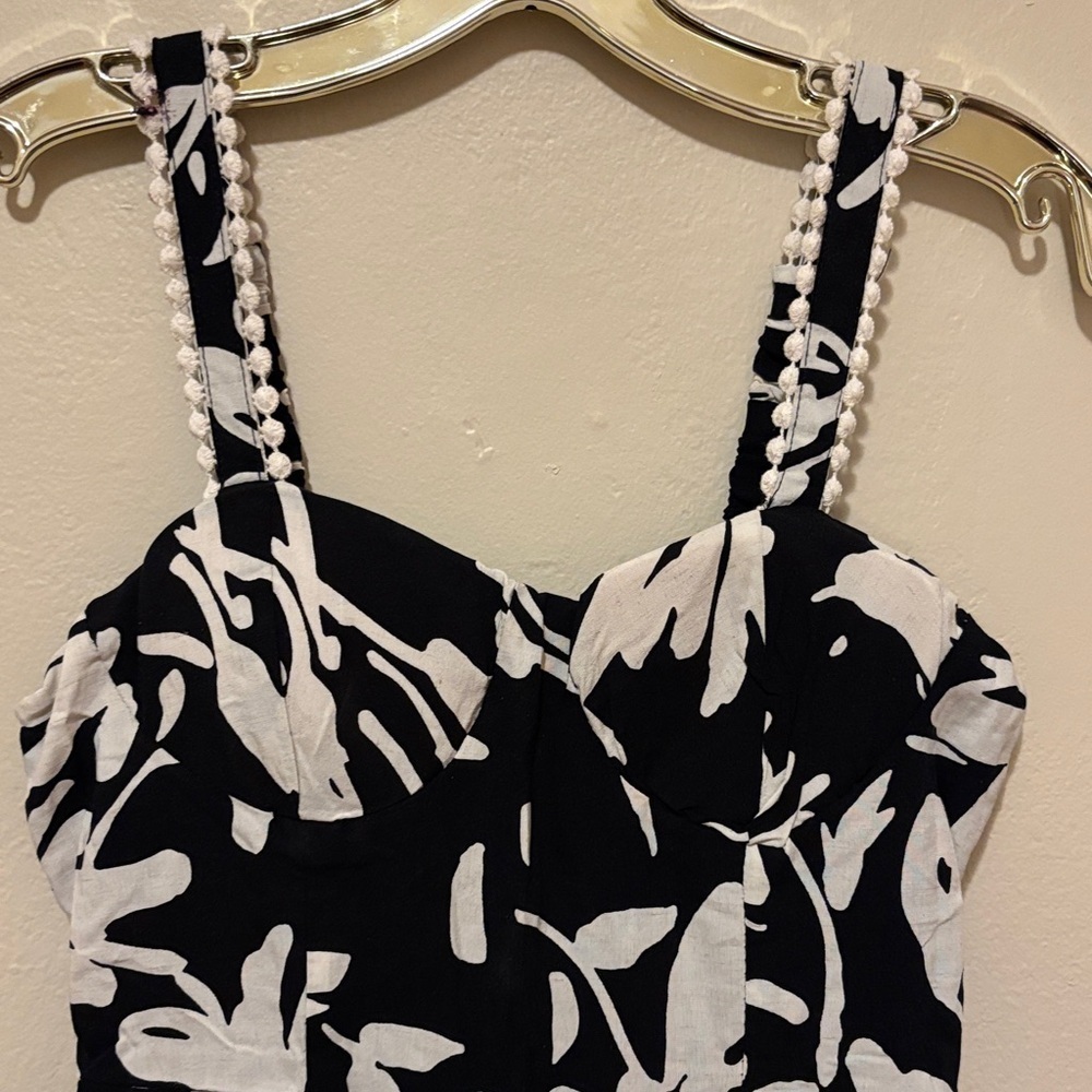 AUW Monochrome Leaf Print Jumpsuit